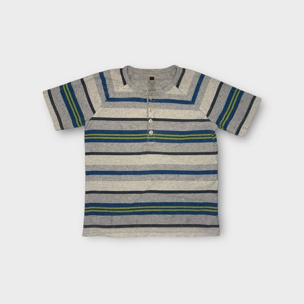 Tea Collection Gray & Blue Striped Shirt